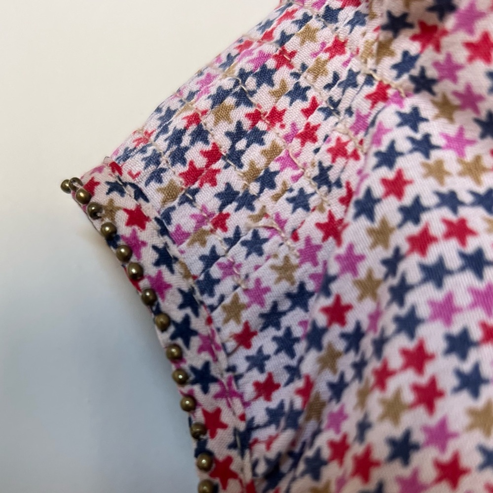 Maison Scotch. Size 2. Micro star print, elastic waist, mini dress with pockets.